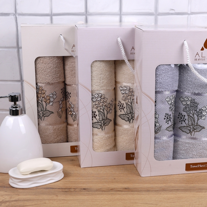 Towel set, ALIKA TEKSTIL, 3 pieces, 50x90 cm, 70x140 cm, Cotton, Various Colors