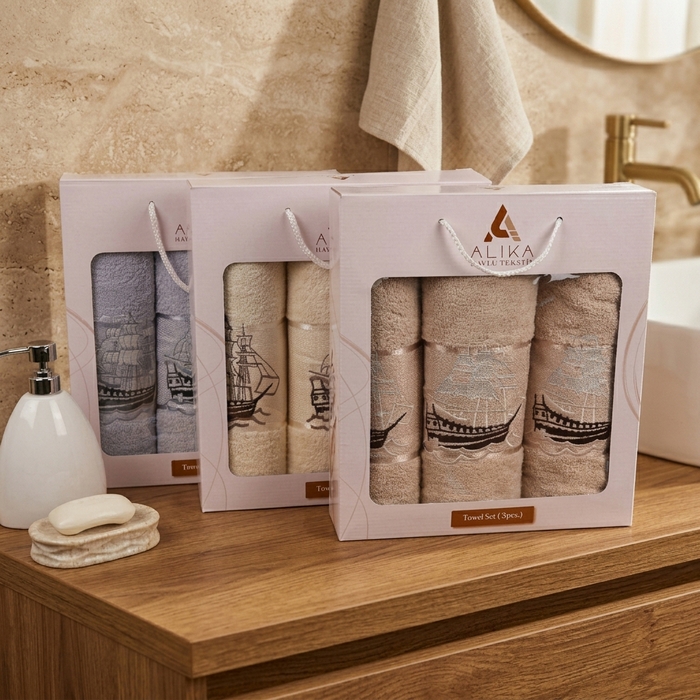Towel set, ALIKA TEKSTIL, 3 pieces, 50x90 cm, 70x140 cm, Cotton, Various Colors
