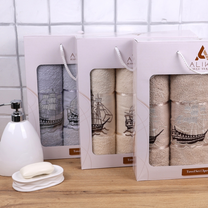 Towel set, ALIKA TEKSTIL, 3 pieces, 50x90 cm, 70x140 cm, Cotton, Various Colors