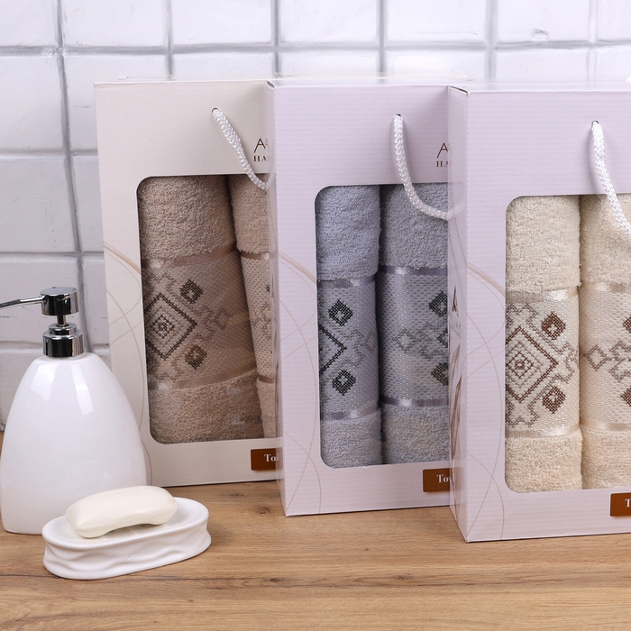 Set prosoape, ALIKA TEKSTIL, 3 piese, 50x90 cm, 70x140 cm, Bumbac, Diverse Culori