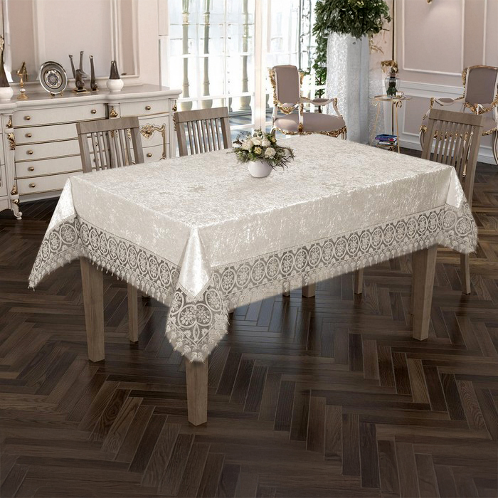 Fata de masa, ATAK HOME, 160x220 cm, 10 persoane, Crem, Poliester