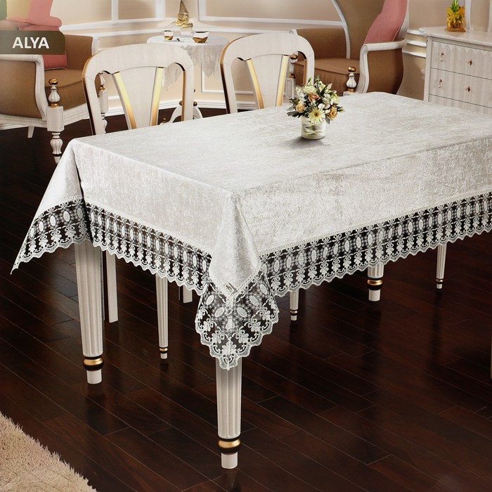 Tablecloth, ATAK HOME, 160x220 cm, 10 people, Alya, Cream, Polyester