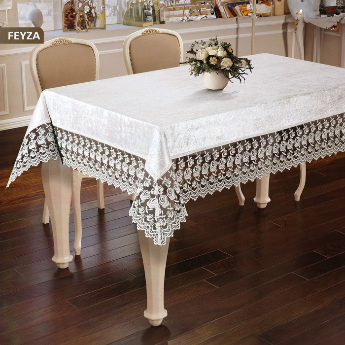 Fata de masa, ATAK HOME, 160x220 cm, 10 persoane, Feyza, Bej, Poliester