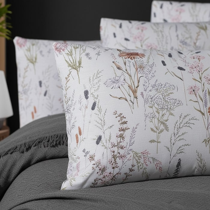 Набор постельного белья, IRINA HOME, 4 штук, Double Size, 240x260cм, 200x230см, 50x70cм, Хлопок, Антрацит, Цветочный, Турция