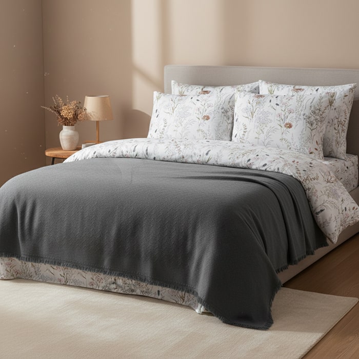 Набор постельного белья, IRINA HOME, 4 штук, Double Size, 240x260cм, 200x230см, 50x70cм, Хлопок, Антрацит, Цветочный, Турция