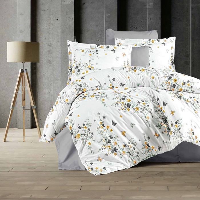 Lenjerie de pat, SABAEV TEXTILE, 4 piese, 220x240cm, 200x220cm, 50x70cm, Bumbac, Diverse Culori, Frunze, Turcia, 220x240 cm