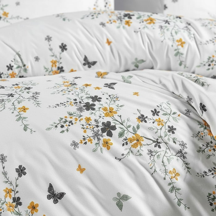 Lenjerie de pat, SABAEV TEXTILE, 4 piese, 220x240cm, 200x220cm, 50x70cm, Bumbac, Diverse Culori, Frunze, Turcia, 220x240 cm