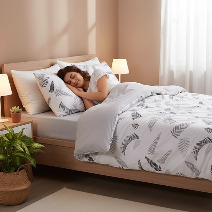 Lenjerie de pat, SABAEV TEXTILE, 4 piese, 220x240cm, 200x220cm, 50x70cm, Bumbac, Diverse Culori, Fluturi, Turcia