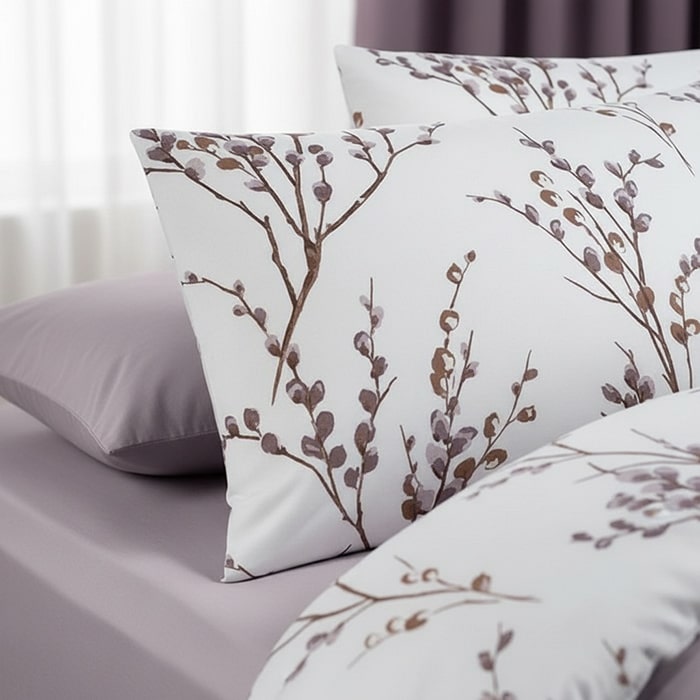 Set lenjerie de pat, VIVEN, 4 piese, 220x240cm, 220x240cm, 50x70cm, Bumbac, Crem, Double Size, Turcia, 220x240 cm