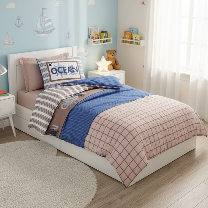 Set lenjerie de pat, COTTONBOX, 3 piese, 180x240 cm, 160x220 cm, 50x70 cm, Bumbac, Diverse Culori, Single Size, Turcia, 180x240 cm
