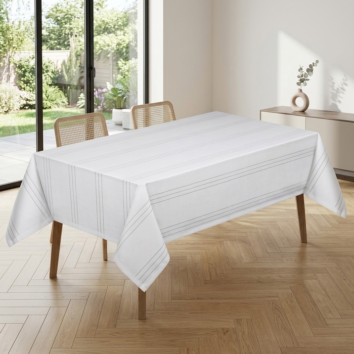 Fata de masa, SELAMI, 160x220 cm, 10 persoane, Jumbo, Alb, Fibre sintetice