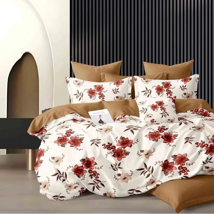 Set lenjerie de pat, JORJ-TEX, 3 piese, 230x145 cm, 210x145 cm, 50x70 cm, Bumbac, Multicolor, Floral, 230x145 cm, Moldova