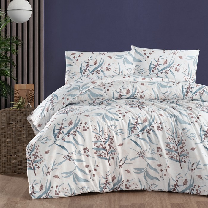 Bed linen set, HOMESKO, 4 pcs, Double Size, 240x260cm, 200x220cm, 50x70cm, Ranforce, White, Turkey