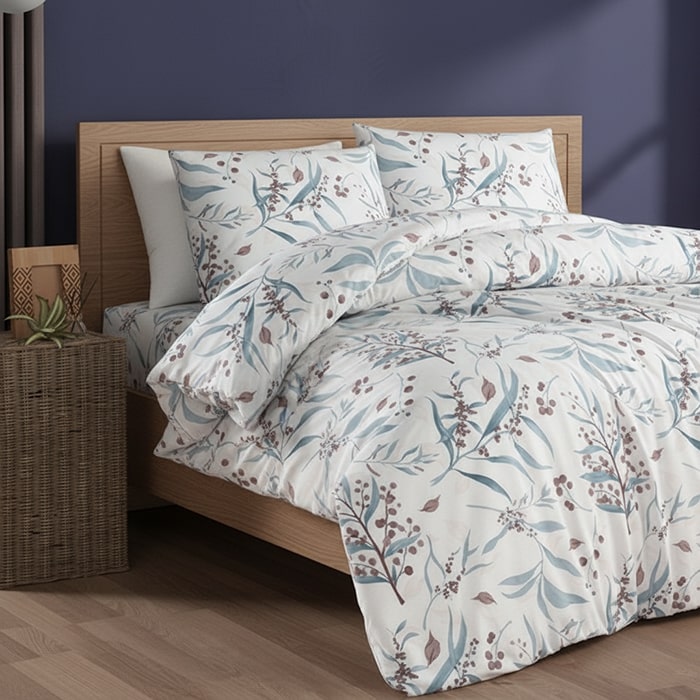 Bed linen set, HOMESKO, 4 pcs, Double Size, 240x260cm, 200x220cm, 50x70cm, Ranforce, White, Turkey