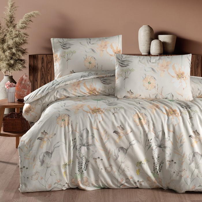 Set lenjerie de pat, HOMESKO, 4 piese, 240x260cm, 200x220cm, 50x70cm, Ranforce, Multicolor, Floral, Double Size, 120gr/m2, 240x260cm, Turcia