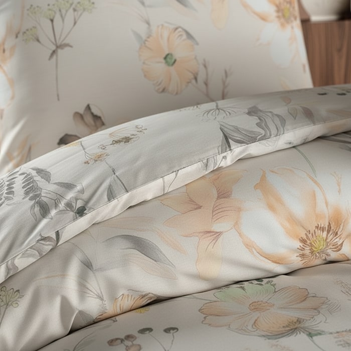 Set lenjerie de pat, HOMESKO, 4 piese, 240x260cm, 200x220cm, 50x70cm, Ranforce, Multicolor, Floral, Double Size, 120gr/m2, 240x260cm, Turcia