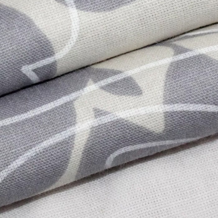 Set lenjerie de pat, HOMESKO, 4 piese, 240x260cm, 200x220cm, 50x70cm, Ranforce, Gri/Bej, Frunze, Double Size, Turcia