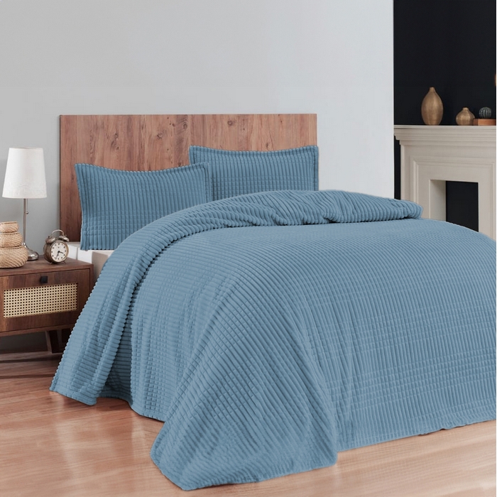 Bedding set, MERINOS, 220x240 cm, 50x70cm, Synthetic fibers, Blue, 370gr/m2