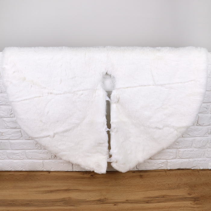 Christmas tree skirt, GLOBAL CHRISTMAS, 100 cm, Textile, White, Christmas