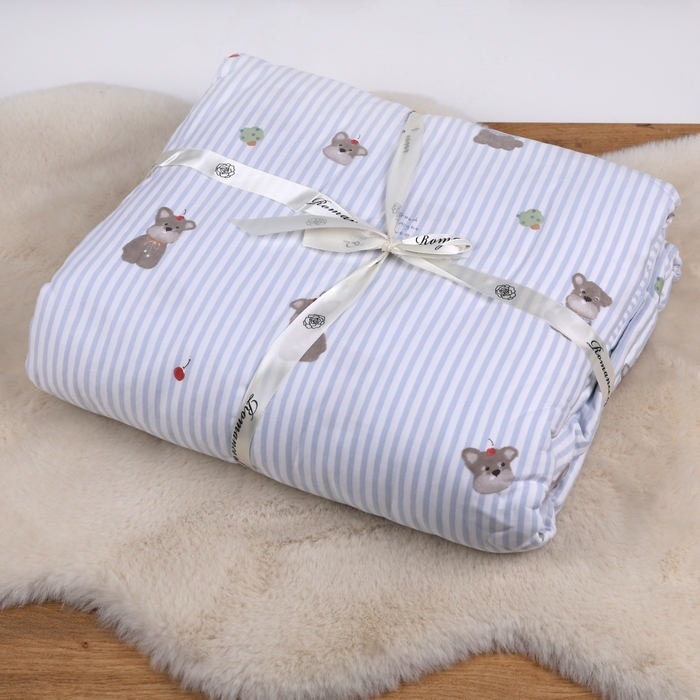 Set lenjerie de pat, MODERN HOME, 4 piese, 200x220 cm, 160x240 cm, 50x70cm, Fibre sintetice, 200x240 cm, Albastru deschis, China