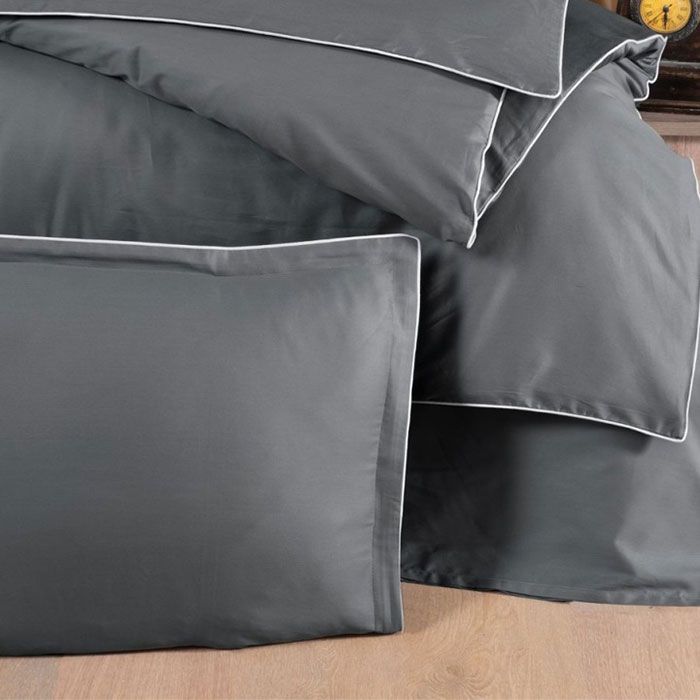 Bed linen set, LA ROMANO, 6 pieces, 240x260cm, 200x220cm, 50x70cm, Satin, Gray, 240x260cm