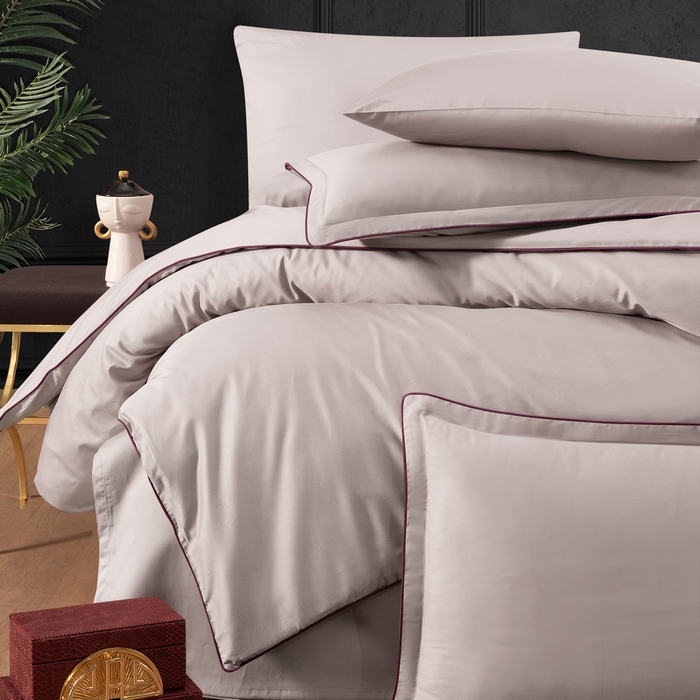 Bed linen set, LA ROMANO, 6 pieces, 240x260cm, 200x220cm, 50x70cm, Satin, Light Violet, 240x260cm, Turkey