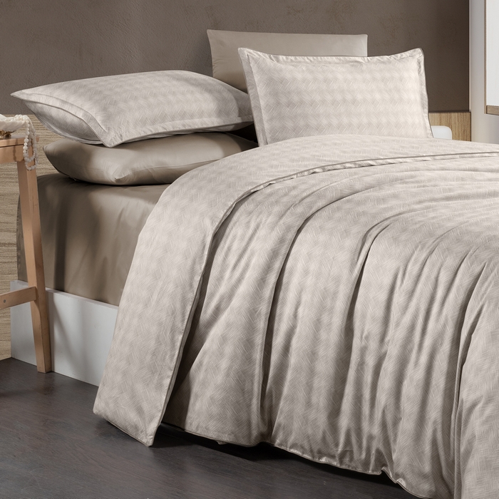 Set lenjerie de pat, La Romano, 6 piese, 240x260cm, 200x220cm, 50x70cm, Satin, Bej