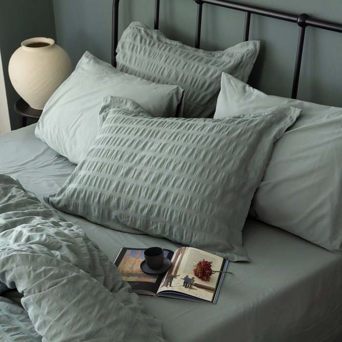 Bed linen set, LOOM&FLOW, 6 pieces, 240x260cm, 200x220cm, 50x70cm, Cotton, Green, 240x260cm, Turkey