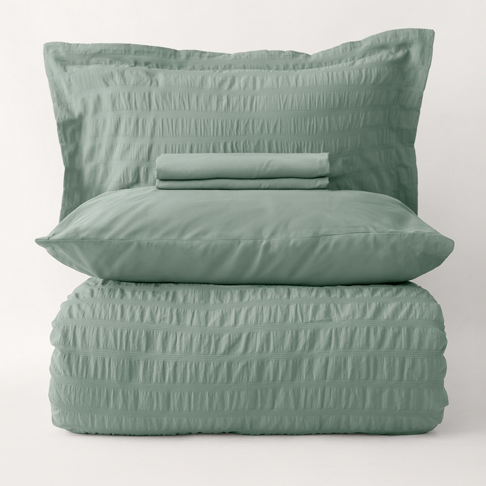 Bed linen set, LOOM&FLOW, 6 pieces, 240x260cm, 200x220cm, 50x70cm, Cotton, Green, 240x260cm, Turkey