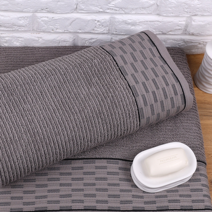 Bath towel, MELISSA, Cotton, 100x170 cm, Gray/Brown, 500gr/m2