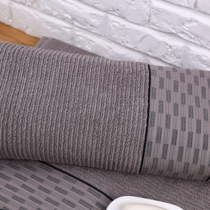 Bath towel, MELISSA, Cotton, 100x170 cm, Gray/Brown, 500gr/m2