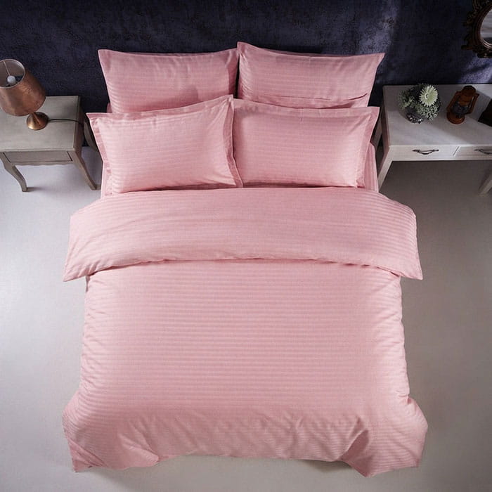 Set lenjerie de pat, NAPOLYON, Double Size, 200x220 cm, 240x260 cm, 50x70 cm, Bumbac in amestec, 4 piese, Roz pudra, 240x260cm, Turcia