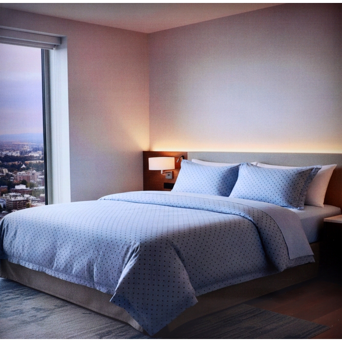 Set lenjerie de pat, NAPOLYON, 4 piese, 240x260 cm, 200x220 cm, 50x70 cm, Bumbac in amestec, Albastru, 240x260cm, Turcia