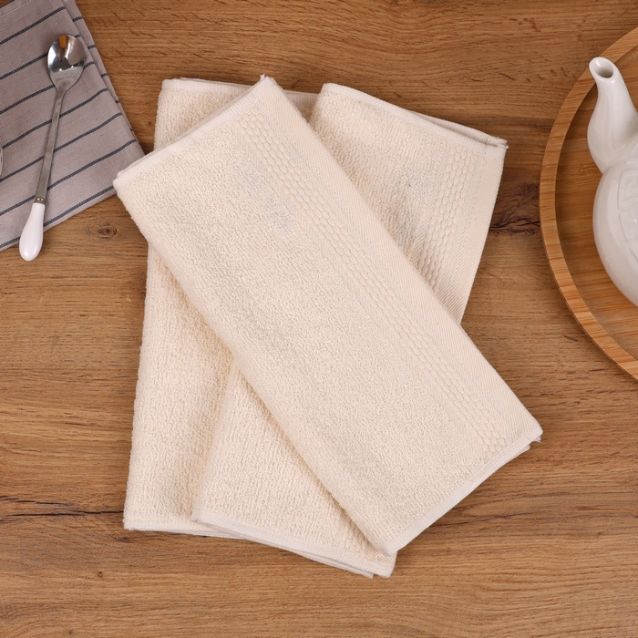 Kitchen towel, MK HAVLU, 30x50 cm, Cotton, Cream, 1 pcs