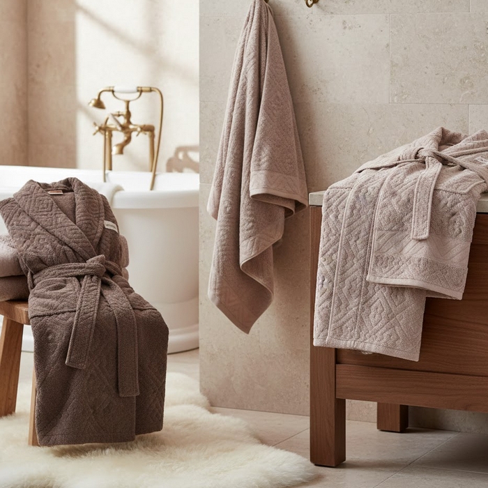 Bathrobe with towel set, MK HAVLU, 6 pieces, 70x140 cm, 50x90 cm, Cotton, Various Colors