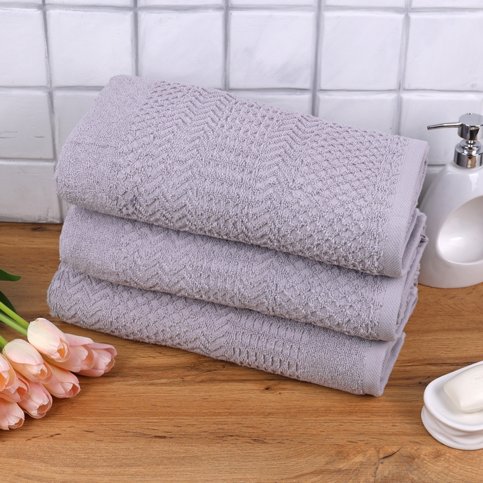 Face towel, MELISSA, Cotton, 50x90 cm, Light Gray, 460gr/m2