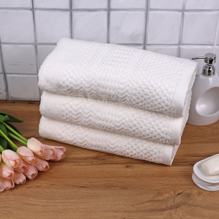 Face towel, MELISSA, Cotton, 50x90 cm, White, 460gr/m2