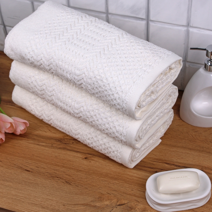 Face towel, MELISSA, Cotton, 50x90 cm, White, 460gr/m2