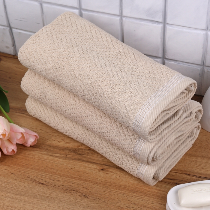 Face towel, MELISSA, Cotton, 50x90 cm, Beige, 460gr/m2