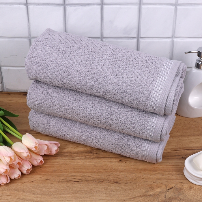 Face towel, MELISSA, Cotton, 50x90 cm, Light Gray, 460gr/m2