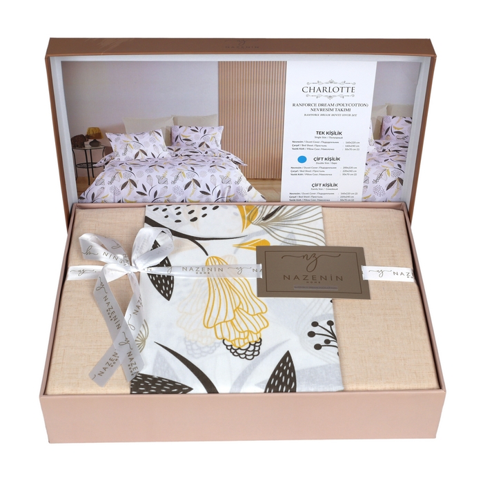 Bed linen set, NAZENIN, 4 pcs, 240x260 cm, 200x220 cm, 50x70 cm, Cotton, Various Colors