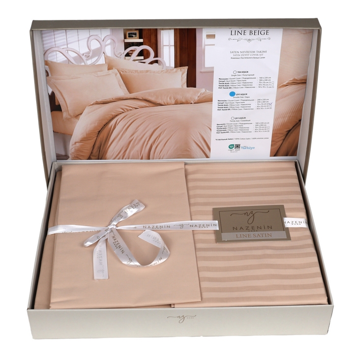 Bed linen set, NAZENIN, 4 pcs, 240x260 cm, 200x220 cm, 50x70 cm, Cotton, Beige