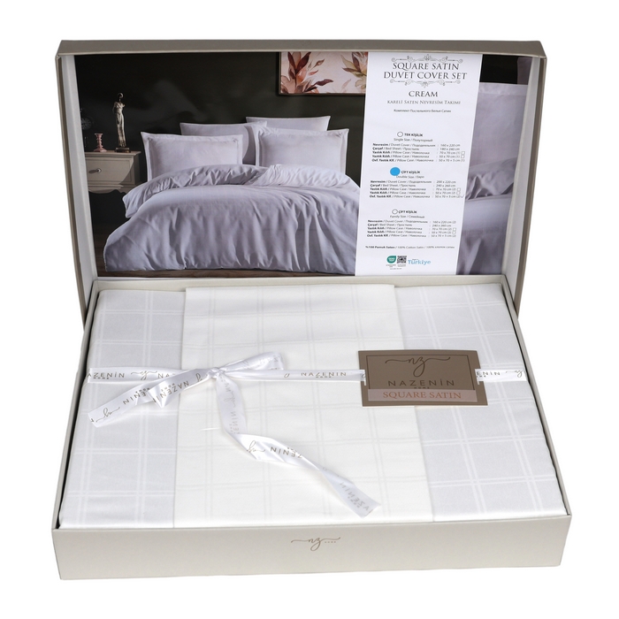 Bed linen set, NAZENIN, 4 pcs, 240x260 cm, 200x220 cm, 50x70 cm, Cotton, Cream