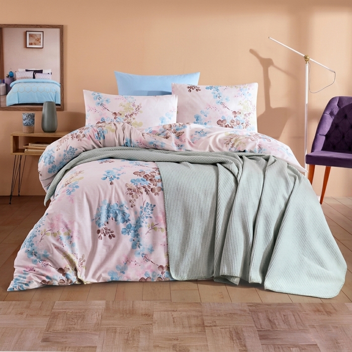 Bed linen set with blanket, NAZENIN, 5 pcs, 220x240cm, 240x260 cm, 200x220 cm