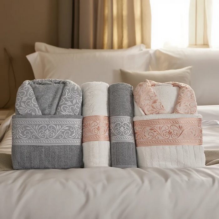 Set halate cu prosoape, ALIKA TEKSTIL, 6 piese, 70x140 cm, 50x90 cm, Bumbac, Diverse Culori, Standart