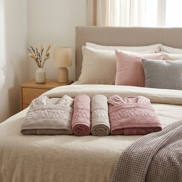 Set halate cu prosoape, ALIKA TEKSTIL, 6 piese, 70x140 cm, 50x90 cm, Bumbac, Diverse Culori