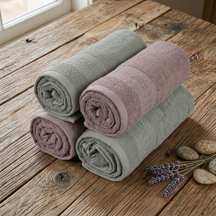 Set prosoape, ALIKA TEKSTIL, 4 piese, Bumbac, 50x90 cm, 90X150 cm, Diverse Culori