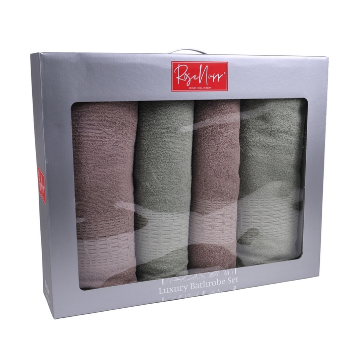 Set prosoape, ALIKA TEKSTIL, 4 piese, Bumbac, 50x90 cm, 90X150 cm, Diverse Culori