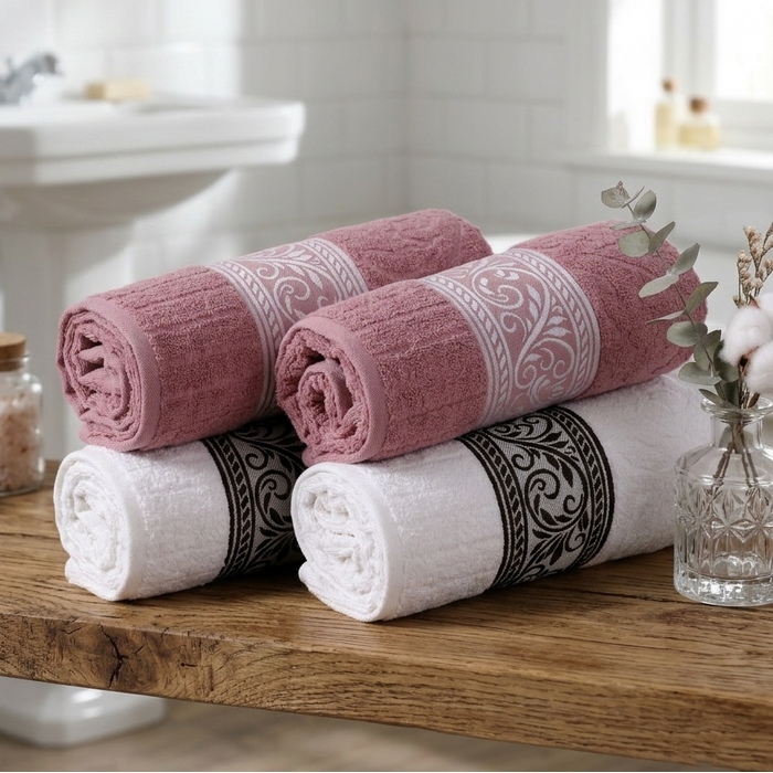 Set prosoape, ALIKA TEKSTIL, 4 piese, Bumbac, 50x90 cm, 90X150 cm, Diverse Culori