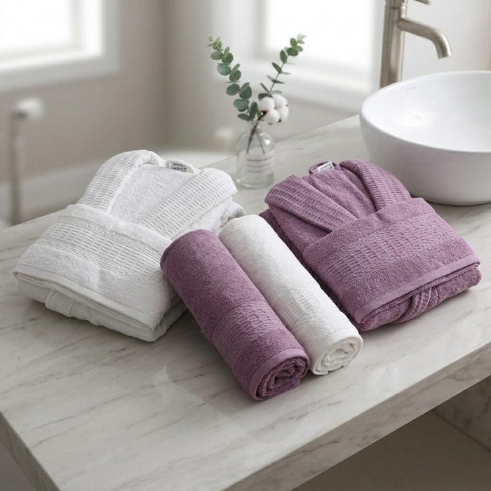 Set halate cu prosoape, ALIKA TEKSTIL, 6 piese, 70x140 cm, 50x90 cm, Bumbac, Diverse Culori